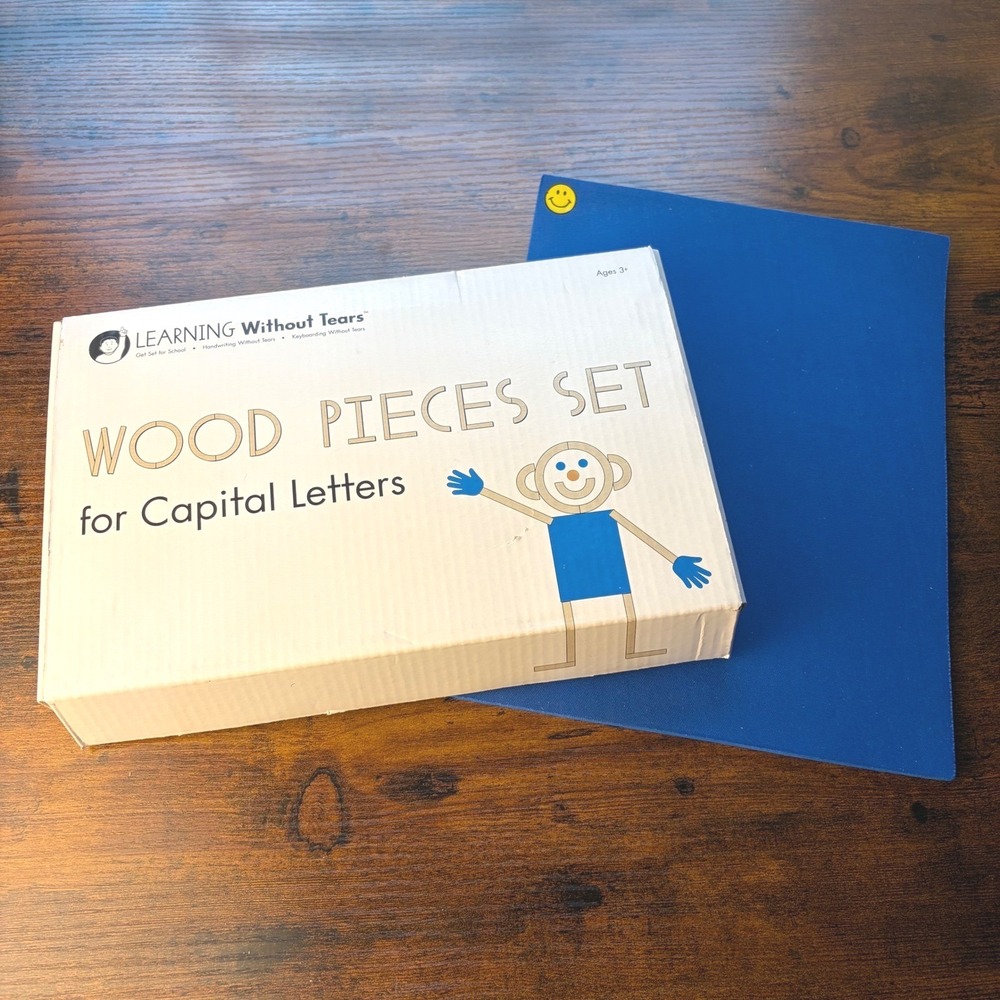 Learning Without Tears Wood Pieces Set for Capital Letters LWT4028 with Blue Mat